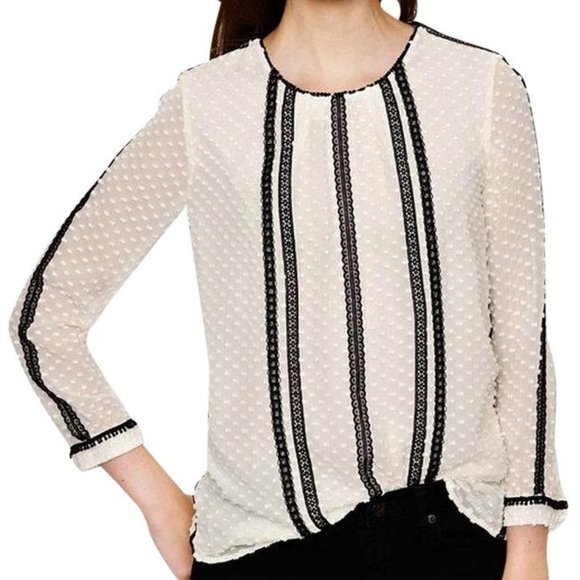 J. Crew Tops - J. Crew Silk White Ivory And Black Blouse